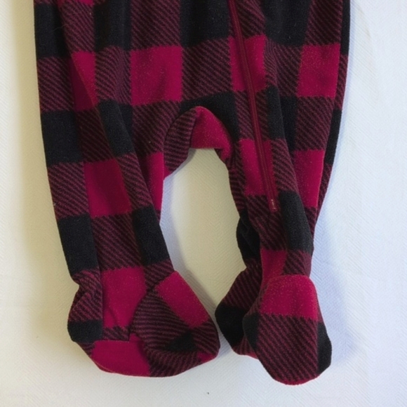 joe fresh buffalo check fleece zipper footie sleeper pajamas 0-3 months baby - Picture 3 of 5